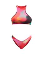 Matchesfashion.com The Attico - Swirl-print High-neck Bikini - Womens - Multi