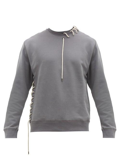 Matchesfashion.com Craig Green - Laced Crew Neck Cotton Jersey Sweatshirt - Mens - Grey