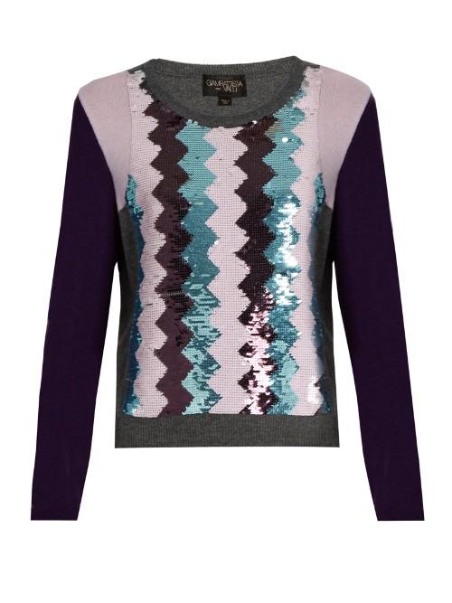 Giambattista Valli Sequin-embellished Round-neck Cashmere Sweater