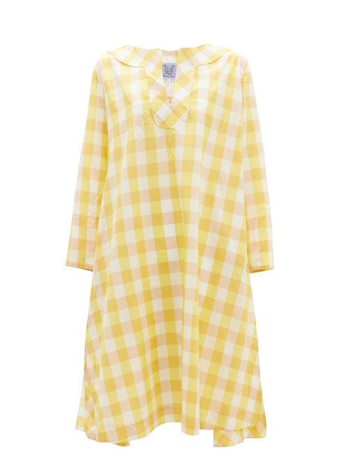 Matchesfashion.com Thierry Colson - Samia Gingham-checked Cotton-blend Dress - Womens - Yellow Multi