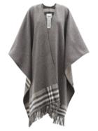 Burberry - Giant-check Fringed Cashmere-blend Shawl - Womens - Grey