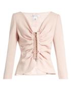 Oscar De La Renta Ruched Stretch Wool-blend Tailored Jacket
