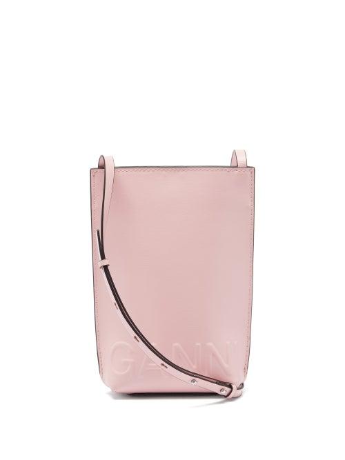 Ladies Bags Ganni - Logo-embossed Recycled-leather Cross-body Bag - Womens - Pink