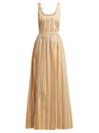 Matchesfashion.com Brock Collection - Oriana Striped Cotton Maxi Dress - Womens - Yellow Multi