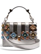 Matchesfashion.com Fendi - Kan I Flower Appliqu Leather Shoulder Bag - Womens - Silver Multi