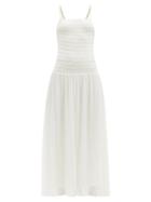 Matchesfashion.com Totme - Smocked Jersey Midi Dress - Womens - Ivory