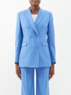 Another Tomorrow - Double-breasted Wool Jacket - Womens - Blue
