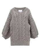 Matchesfashion.com I Love Mr Mittens - Cable Knit Wool Sweater - Womens - Dark Grey
