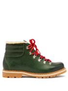 Matchesfashion.com Montelliana - Marlena Leather And Shearling Hiking Boots - Womens - Dark Green