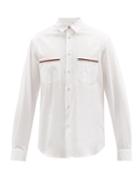 Mens Rtw Paul Smith - Artist-stripe Point-collar Cotton-poplin Shirt - Mens - White