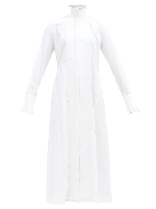Matchesfashion.com Paco Rabanne - High-neck Cotton-poplin Midi Shirt Dress - Womens - White