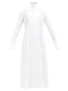 Matchesfashion.com Paco Rabanne - High-neck Cotton-poplin Midi Shirt Dress - Womens - White