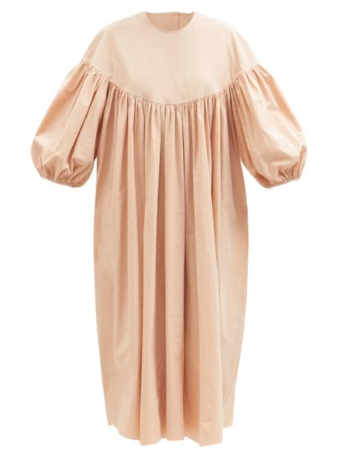 Toogood - The Embroiderer Gathered Cotton-poplin Midi Dress - Womens - Light Pink