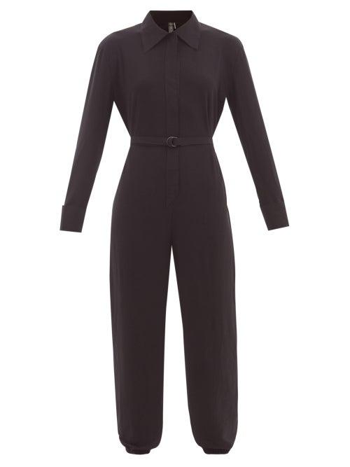 Norma Kamali - Belted Jersey Jumpsuit - Womens - Black