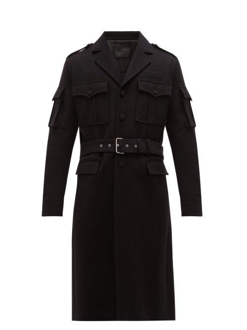 Matchesfashion.com Prada - Belted Wool Military Coat - Mens - Black