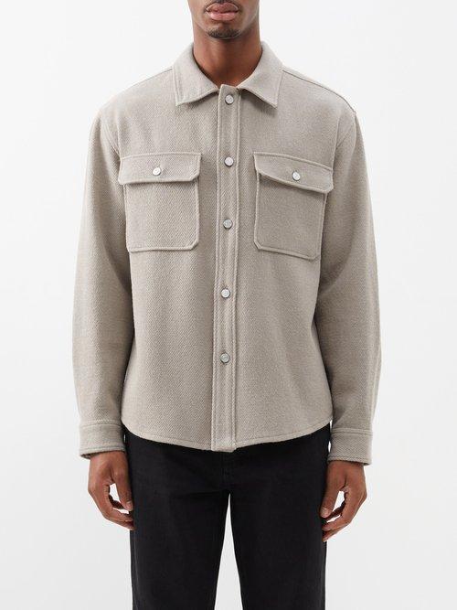 Frame - Flap-pocket Cotton-blend Overshirt - Mens - Grey