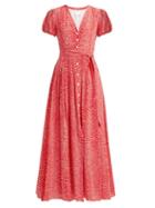 Matchesfashion.com Athena Procopiou - Mandrem Love Print Belted Silk Crepe Dress - Womens - Red White