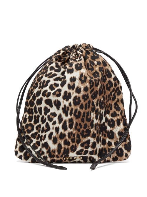 Matchesfashion.com Miu Miu - Leopard Print Drawstring Wash Bag - Womens - Leopard