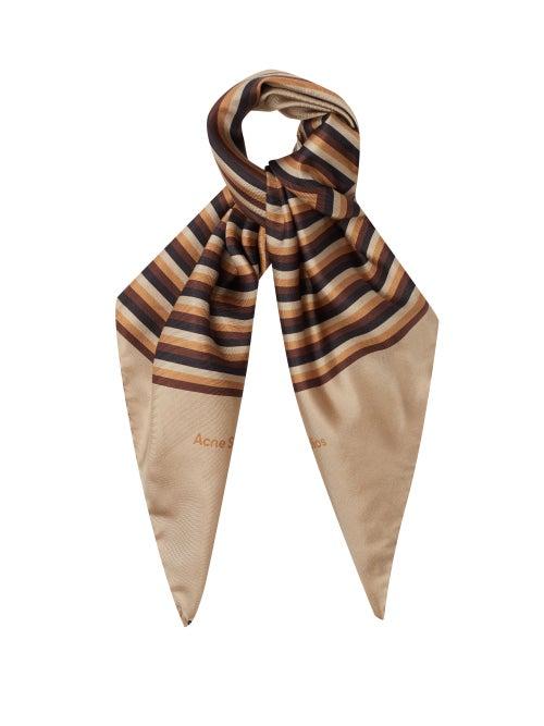 Matchesfashion.com Acne Studios - Velma Striped Silk Scarf - Womens - Brown Multi
