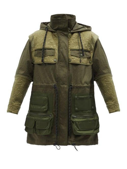 Ladies Rtw Fendi - Ff Vertigo-jacquard Cotton-blend Shell Jacket - Womens - Green