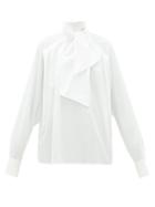 Matchesfashion.com Matthew Adams Dolan - Pleated Striped Cotton-blend Poplin Blouse - Womens - White