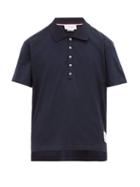 Matchesfashion.com Thom Browne - Logo Patch Cotton Jersey Polo Shirt - Mens - Navy