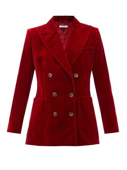 Bella Freud - Bianca Double-breasted Cotton-velvet Suit Jacket - Womens - Red