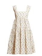 Matchesfashion.com Cecilie Bahnsen - Rue Tiered Floral Print Dress - Womens - Ivory