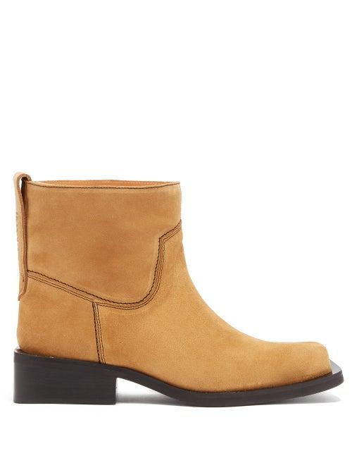 Matchesfashion.com Ganni - Low Mc Suede Ankle Boots - Womens - Beige