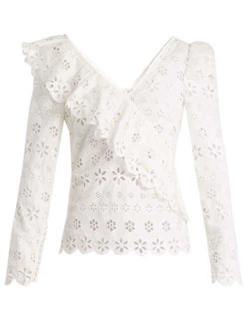 Matchesfashion.com Self-portrait - Petal Embroidered Top - Womens - White
