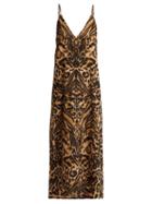 Matchesfashion.com Raey - V Neck Silk Tiger Print Midi Slip Dress - Womens - Brown Multi