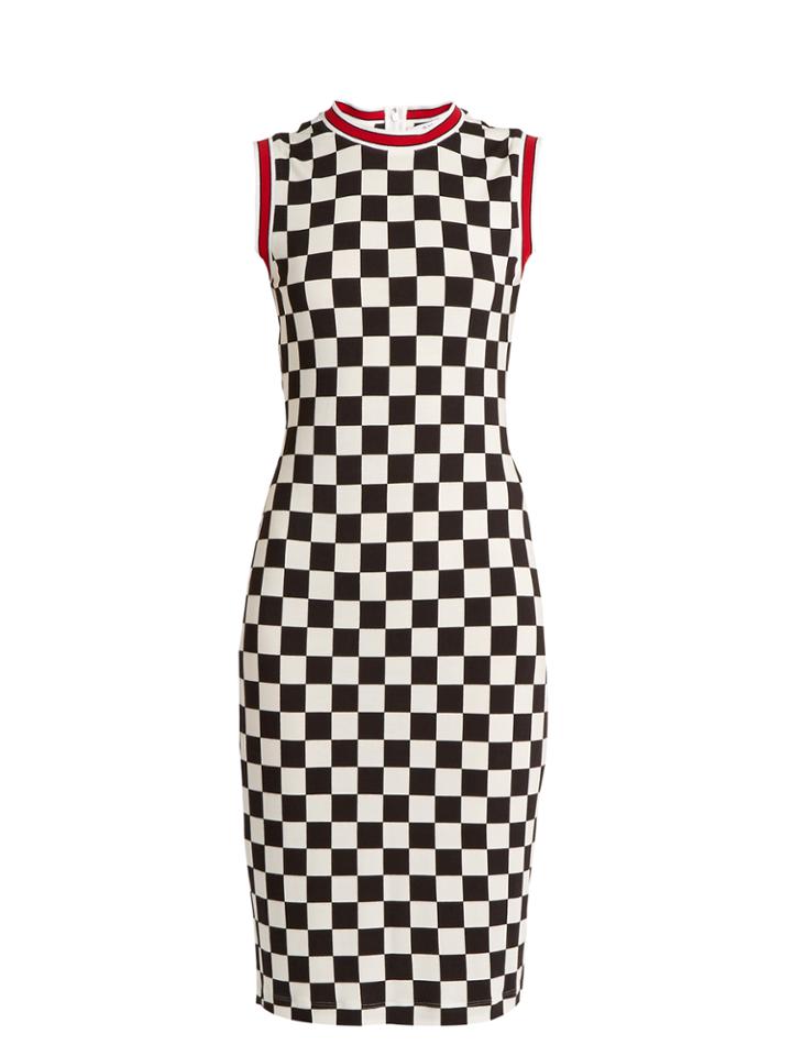 Givenchy Round-neck Sleeveless Checked-jersey Dress