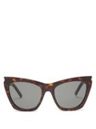 Matchesfashion.com Saint Laurent - Kate Cat Eye Acetate Sunglasses - Womens - Tortoiseshell