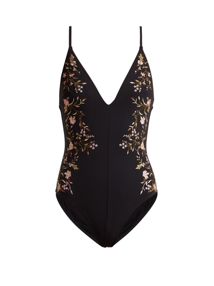 Zimmermann Iris Motif Plunge Embroidered Swimsuit