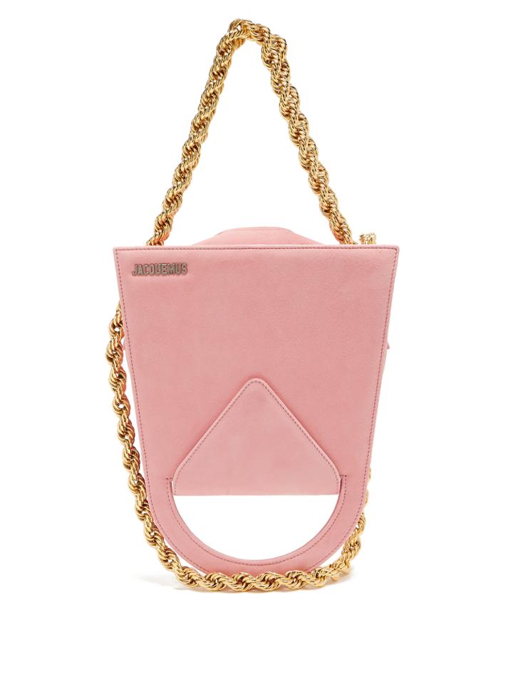 Jacquemus Upside-down Triple-chain Suede Bag