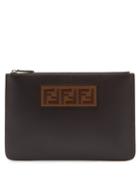 Matchesfashion.com Fendi - Logo Patch Leather Pouch - Mens - Black Multi