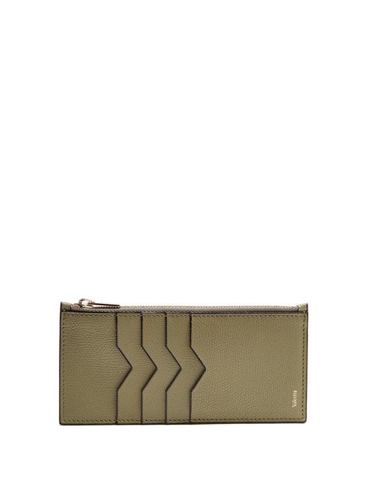 Valextra Grained-leather Zip Cardholder