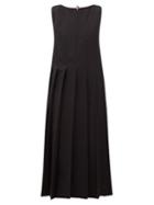 Matchesfashion.com Thom Browne - Oversized Wool-seersucker Pleated Dress - Womens - Black