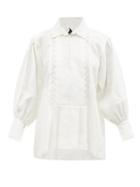 Ladies Beachwear Les Vacances D'irina - Ancestral Balloon-sleeve Linen Blouse - Womens - White
