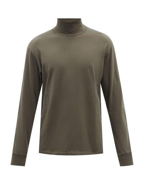 Lady White Co. - Roll-neck Cotton-jersey Long-sleeved T-shirt - Mens - Dark Green