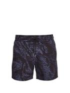 Matchesfashion.com Bottega Veneta - Intrecciato Print Swim Shorts - Mens - Navy