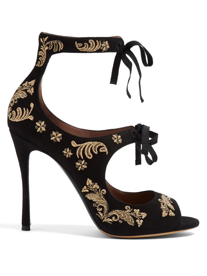 Tabitha Simmons Sabina Embroidered Suede Sandals