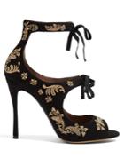 Tabitha Simmons Sabina Embroidered Suede Sandals