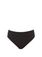 Matchesfashion.com Ganni - Ribbed High Rise Bikini Briefs - Womens - Black