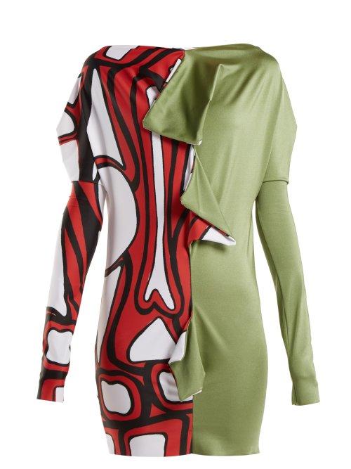 Matchesfashion.com Matty Bovan - Draped Panelled Stretch Jersey Top - Womens - Khaki Multi