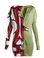 Matchesfashion.com Matty Bovan - Draped Panelled Stretch Jersey Top - Womens - Khaki Multi
