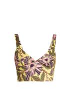 Redvalentino Floral-print Stretch-cotton Cropped Top