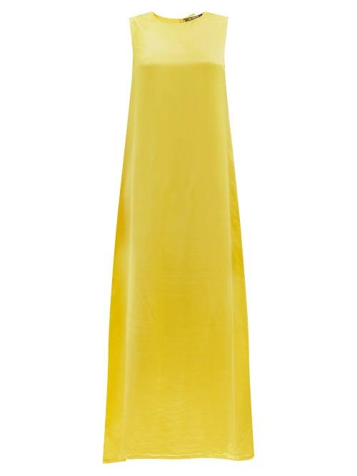 Matchesfashion.com Raf Simons - Tie-back Satin Maxi Dress - Womens - Yellow