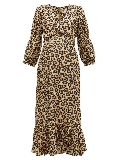 Matchesfashion.com Shrimps - Rosemary Leopard Print Silk Dress - Womens - Leopard
