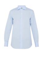 Matchesfashion.com Finamore 1925 - Seattle Spread Collar Cotton Shirt - Mens - Light Blue